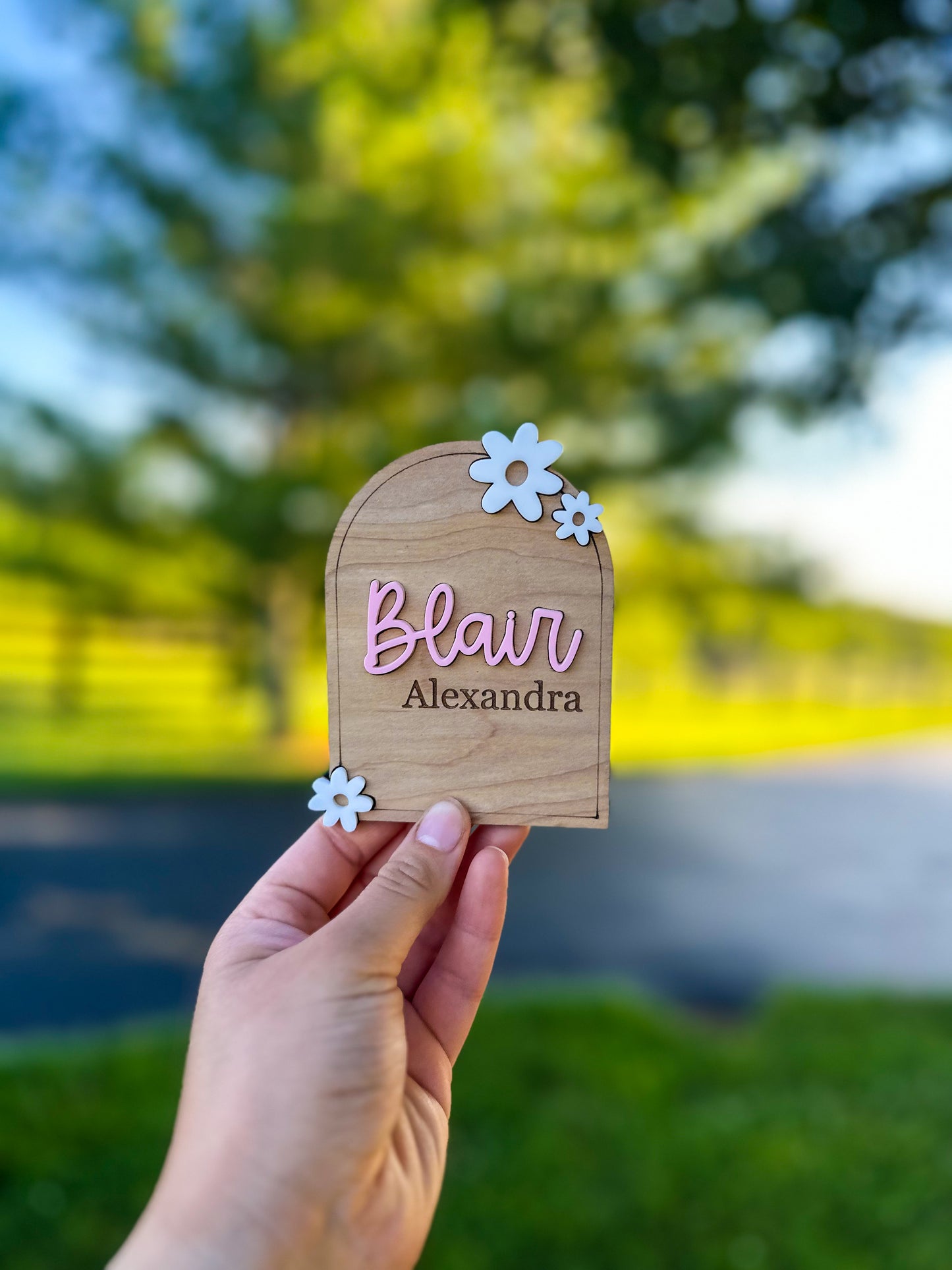 Floral Daisy Personalized Baby Name Announcement