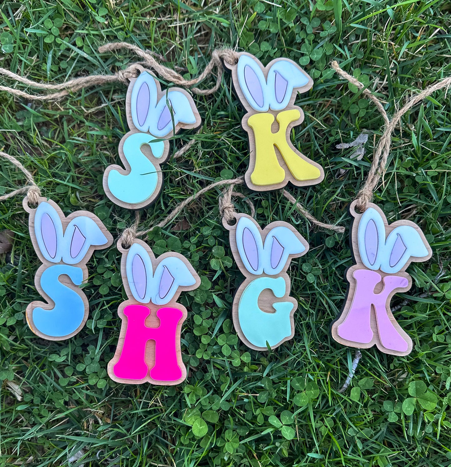 Easter Basket Bunny Ear Letter Tag