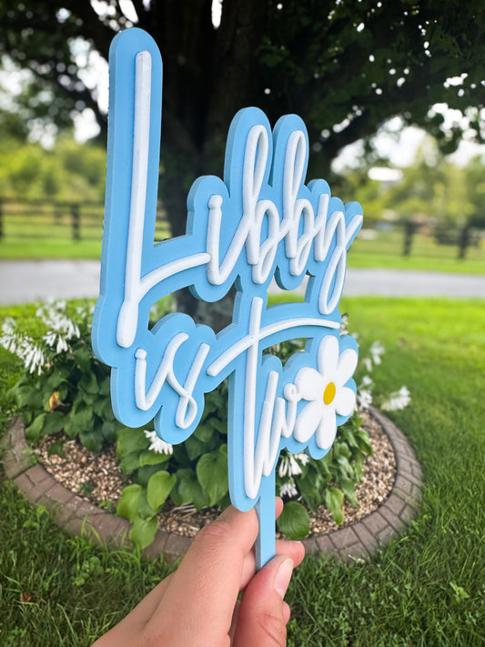 Daisy Second Birthday Cake Topper