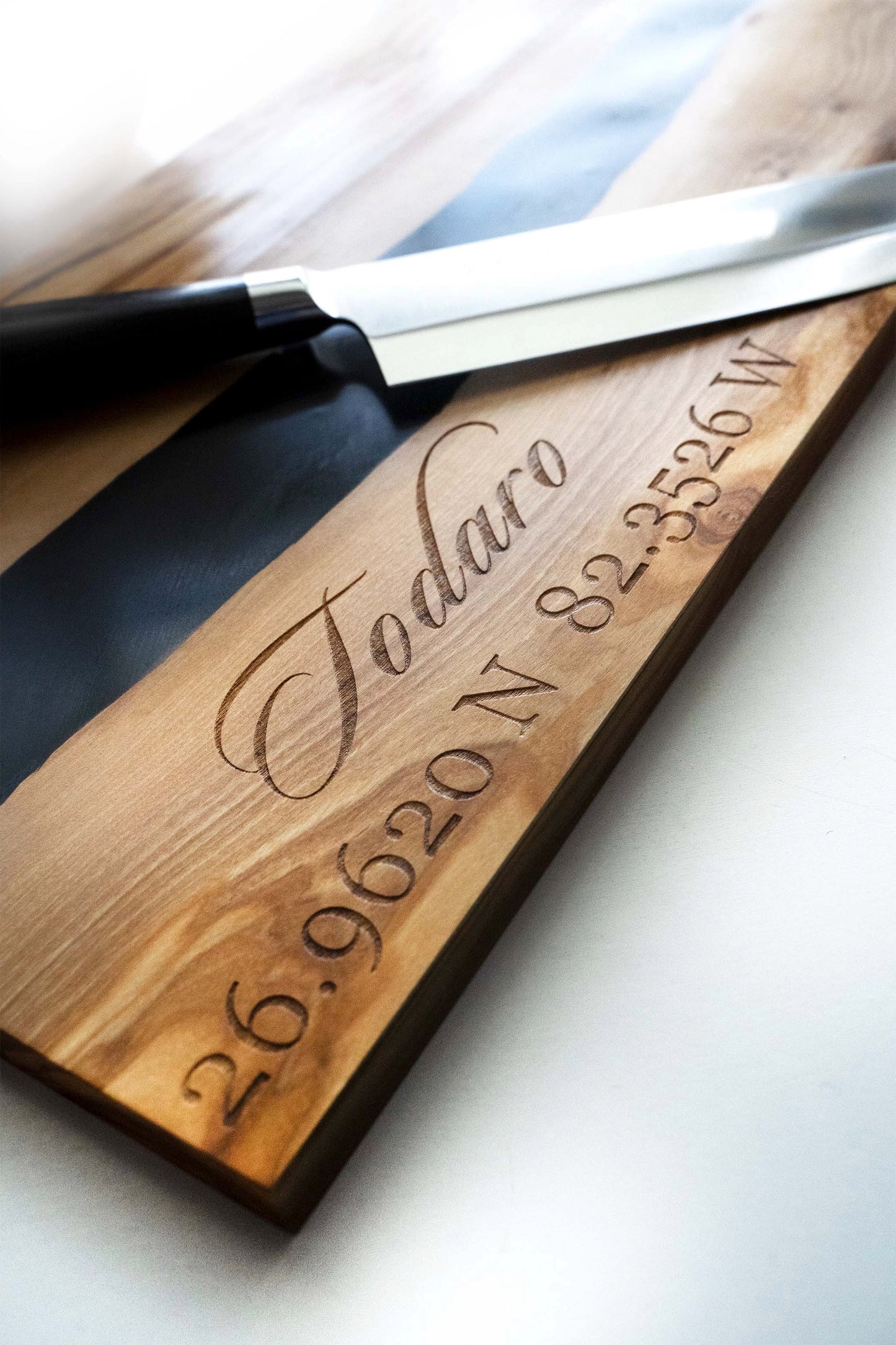 Olive Wood and Resin Cutting Board