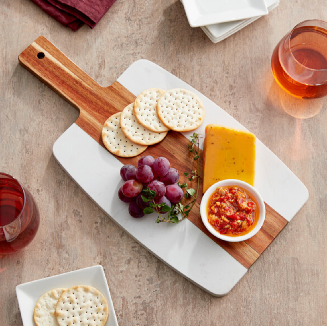 Marble and Acacia Cutting Board