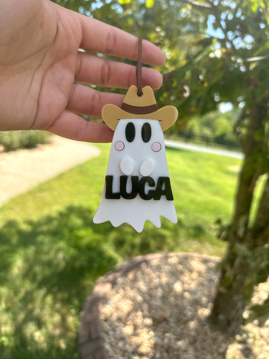 Cowboy Ghost Halloween Boo Basket Tag