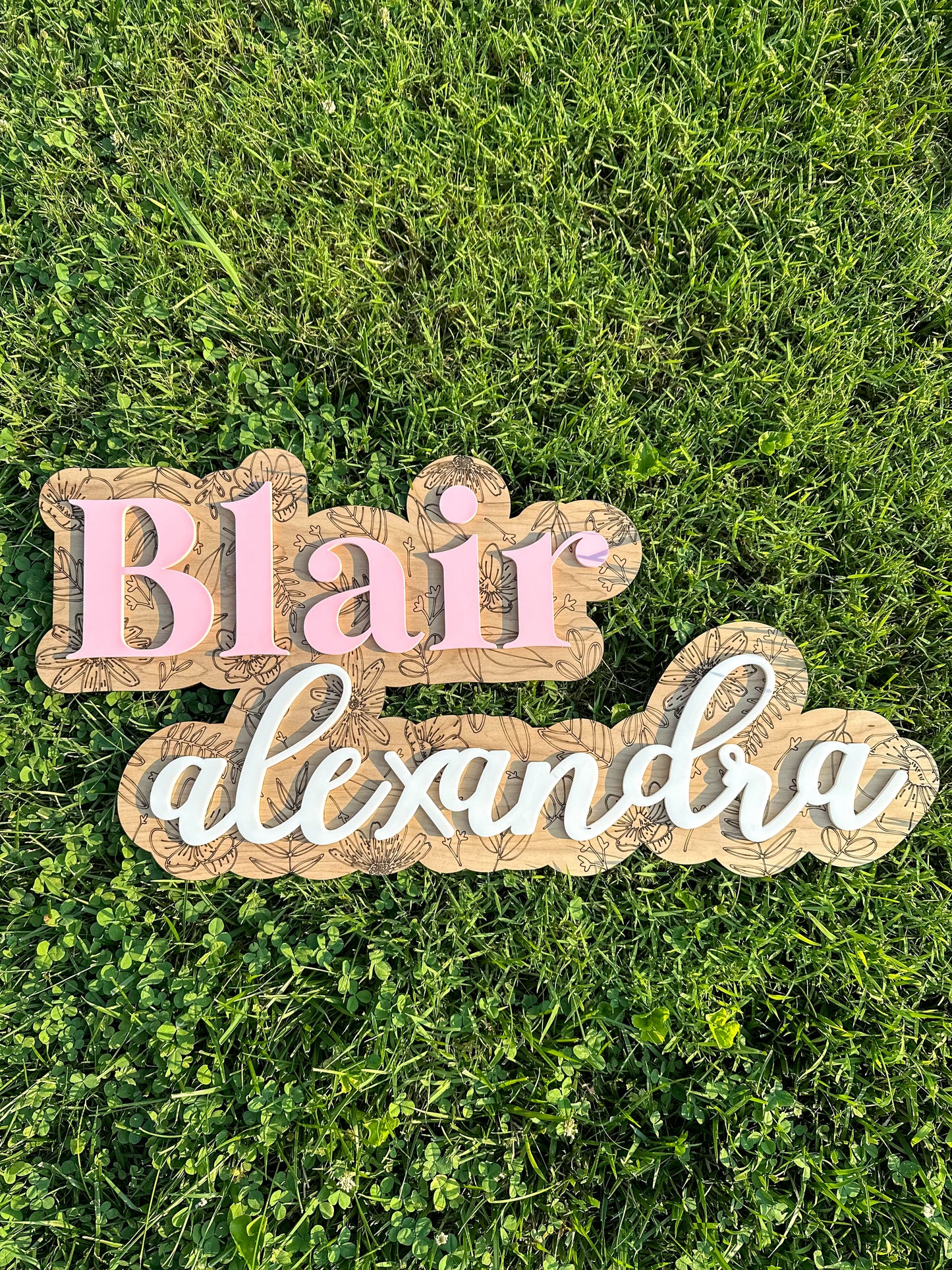 Floral Layered Name Sign